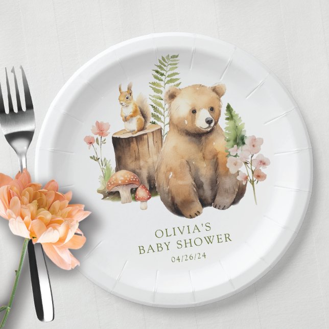Nature's Delight Bear Baby Shower Paper Plate (Creator Uploaded)