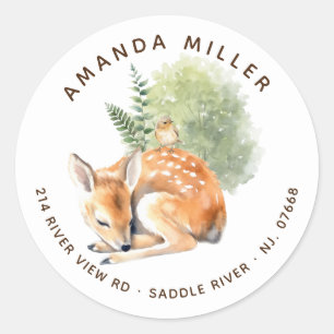 Nature's Delight Deer Baby Shower Address Label