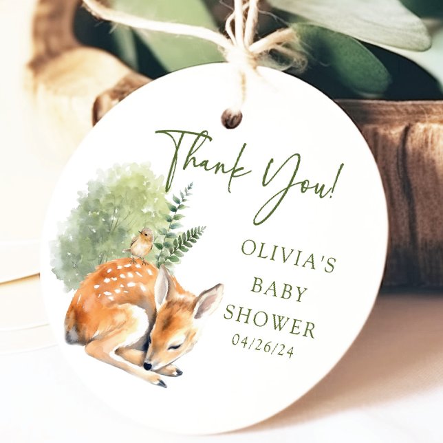 Nature's Delight Deer Baby Shower Favour Gift Tag (Creator Uploaded)