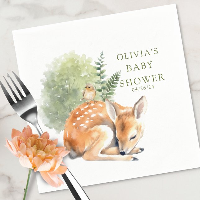 Nature's Delight Deer Baby Shower Favour Napkin (Creator Uploaded)