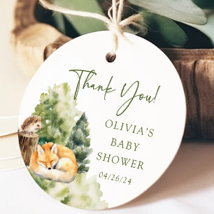 Nature's Delight Fox Baby Shower Favour Gift Tag