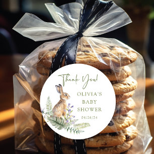 Nature's Delight Rabbit Baby Shower Classic Round Sticker