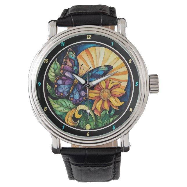 Nature's Embrace" - Butterfly & Flower Watch (Front)