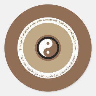 Nature's Embrace Earthy Brown Evil Eye Yin Yang Classic Round Sticker