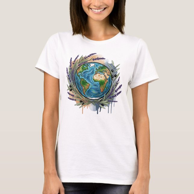 Nature's Embrace Planet Earth T-Shirt (Front)