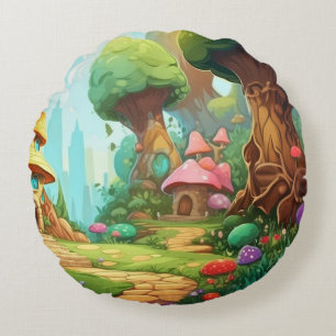 Nature's Embrace: Round Pillow of Scenic Splendour