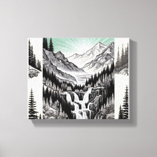 Nature's Essence: Black & White Landscape T-Shirt Canvas Print