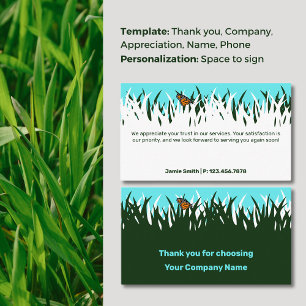 Nature's Gratitude: 🦋🌿Lawn Butterfly Thank You Business Card