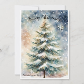 Nature's Greetings: Personalized Watercolor Wash Holiday Card