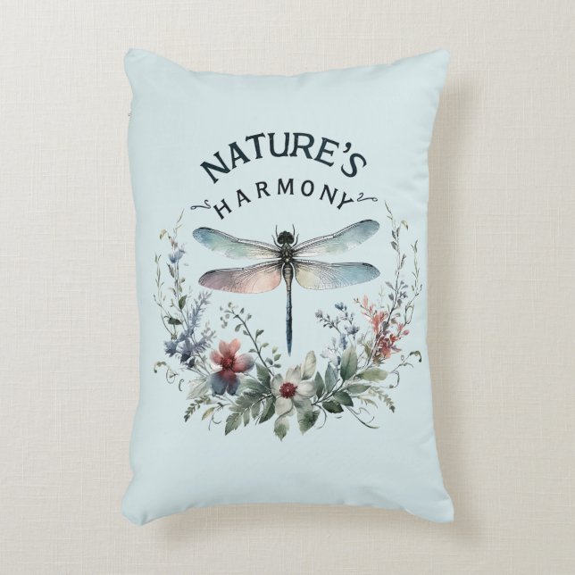 Nature's Harmony - Artistic Dragonfly Decorative Cushion (Front(Vertical))