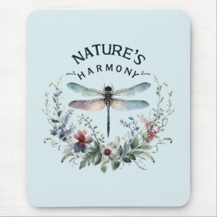 Nature's Harmony - Artistic Dragonfly Mouse Mat