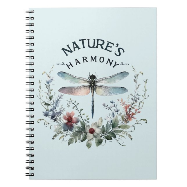 Nature's Harmony - Artistic Dragonfly Notebook (Front)