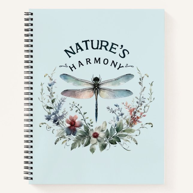 Nature's Harmony - Artistic Dragonfly Notebook (Front)