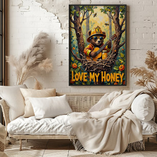 Nature's Harmony: Bear's Buzzing Jam Poster
