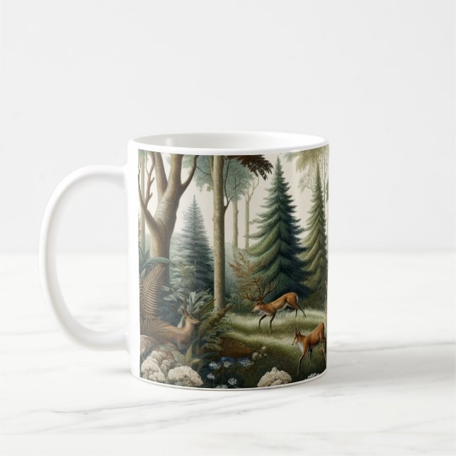 Nature's Harmony: Botanical Seamless Pattern  Coffee Mug (Left)