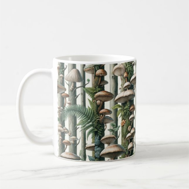 Nature's Harmony: Botanical Seamless Pattern  Coffee Mug (Left)