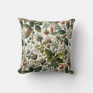 Nature's Harmony: Botanical Seamless Pattern  Cushion
