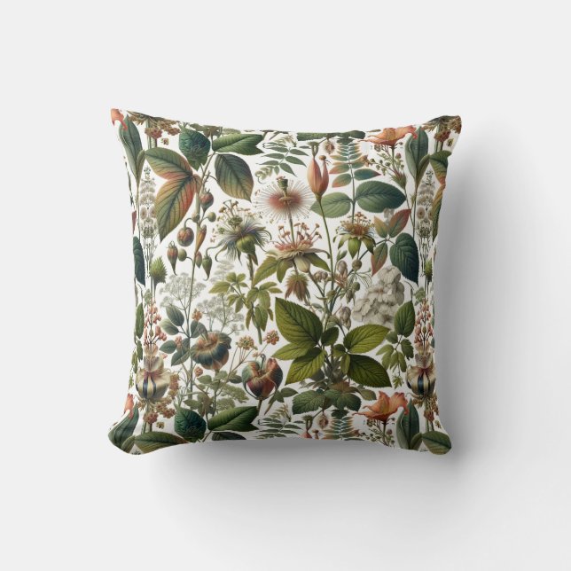 Nature's Harmony: Botanical Seamless Pattern  Cushion (Front)