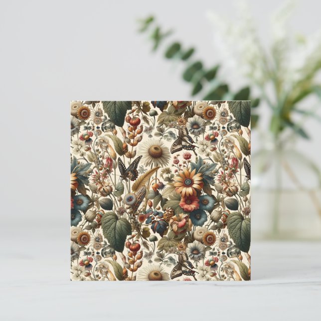 Nature's Harmony: Botanical Seamless Pattern  Invitation (Standing Front)