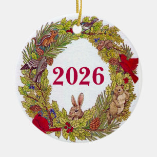 Nature's Holiday Wreath Ceramic Tree Decoration