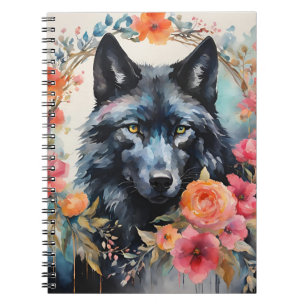 Nature's Magic - Charming Wolf in the Flower Parad Notebook