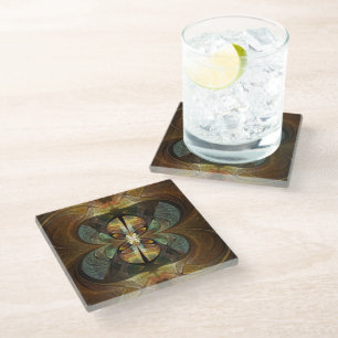 Natures Matrix Bumble Bee Abstract Glass Coaster