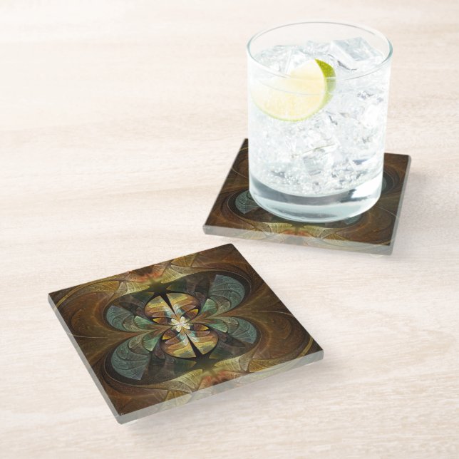 Natures Matrix Bumble Bee Abstract Glass Coaster (Angled)