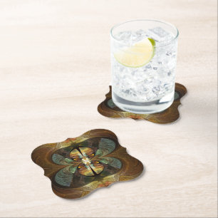 Natures Matrix Bumble Bee Abstract Paper Coaster