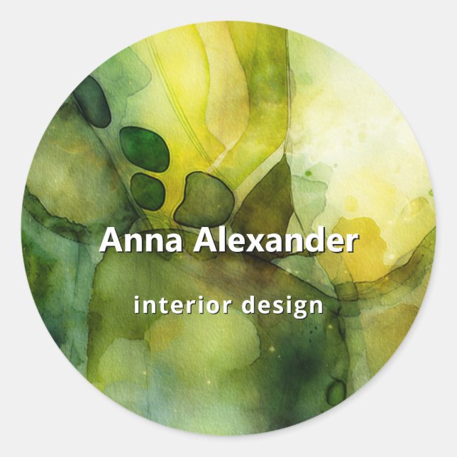 Nature's Memory | Botanical Abstract Design Classic Round Sticker (Front)