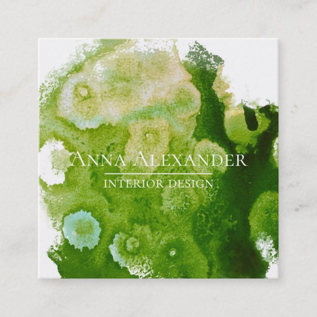 Nature's Memory | Botanical Abstract Design Square Business Card (Front)
