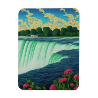 Nature's Paradise: Flowers and Waterfall Magnet