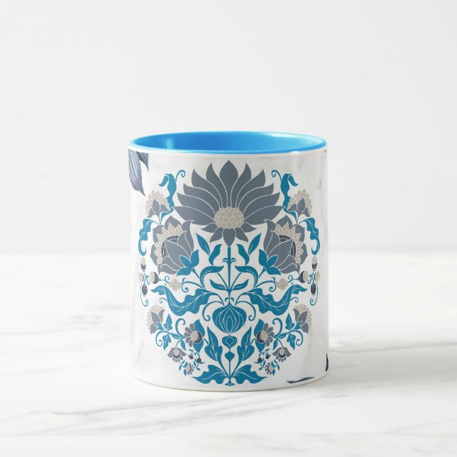 Nature's Peace, Teal Mandala Graphic Art Mug (Center)