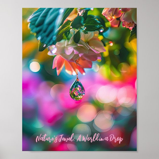 Nature's Prism: Dewdrop on Flower Petal Poster (Front)