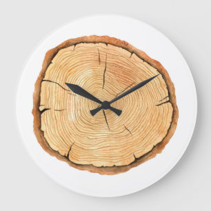 Nature's Rings: Tree Texture Triumph Large Clock