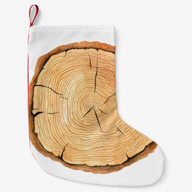 Nature's Rings: Tree Texture Triumph Small Christmas Stocking (Front)