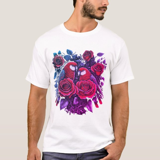 Nature's Rose Love - Elegant Couple Heart Designs: T-Shirt (Front)