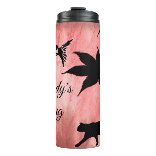 Nature's Silhouettes on Pink Marble *Personalise* Thermal Tumbler