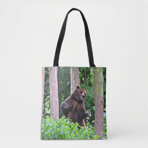 Nature's Strength: Standing Grizzly in the Woods Tote Bag
