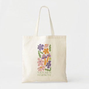 nature's symphony colorful minimalist retro flower tote bag