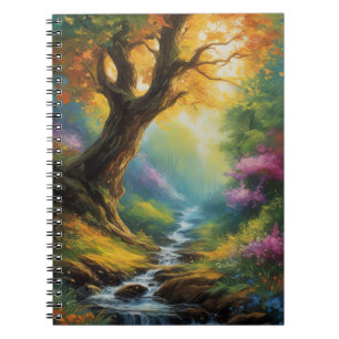 Nature's Symphony, Stream and Vibrant Forest Notebook
