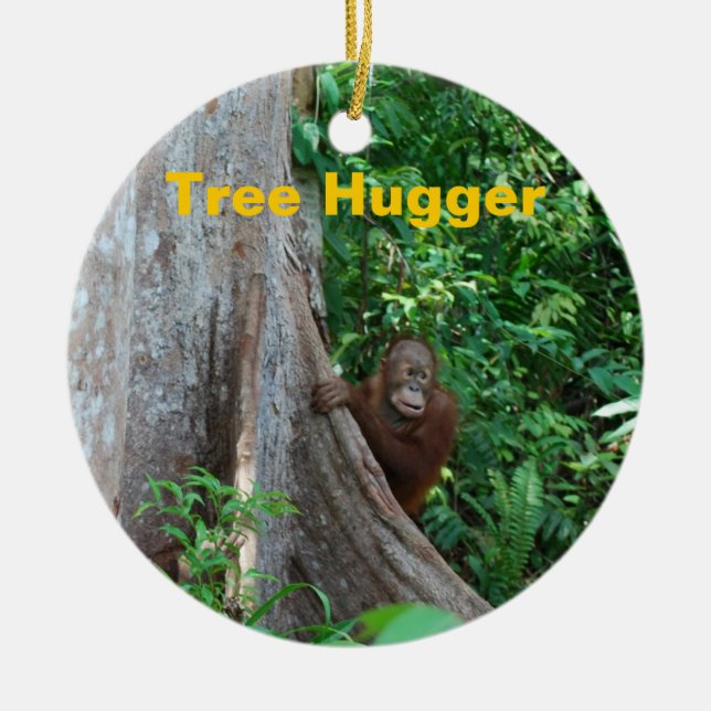 Nature's Tree Hugger Ceramic Tree Decoration (Front)