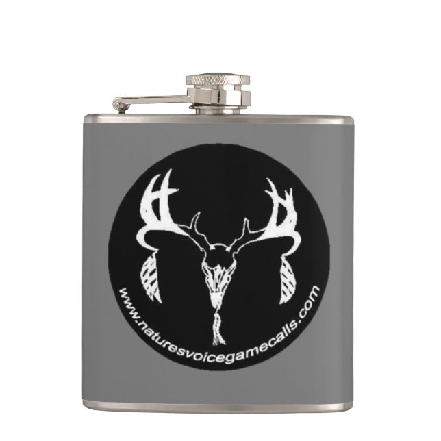 Nature's Voice Game Calls Logo Hip Flask (Front)