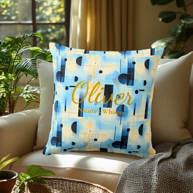 Nature's Whisper – Blue & Cream Geometric Accent Cushion (Creator Uploaded)