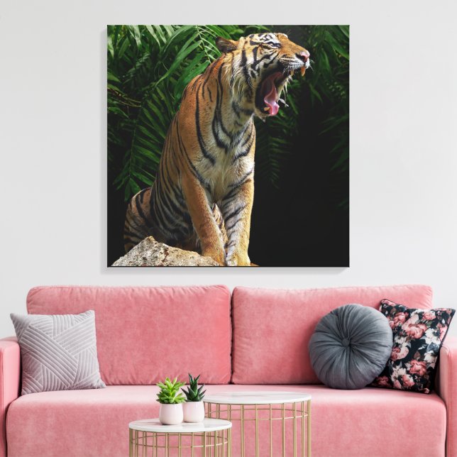 Nature's Wild Animals - Roaring Tiger Canvas Print (Insitu(LivingRoom))