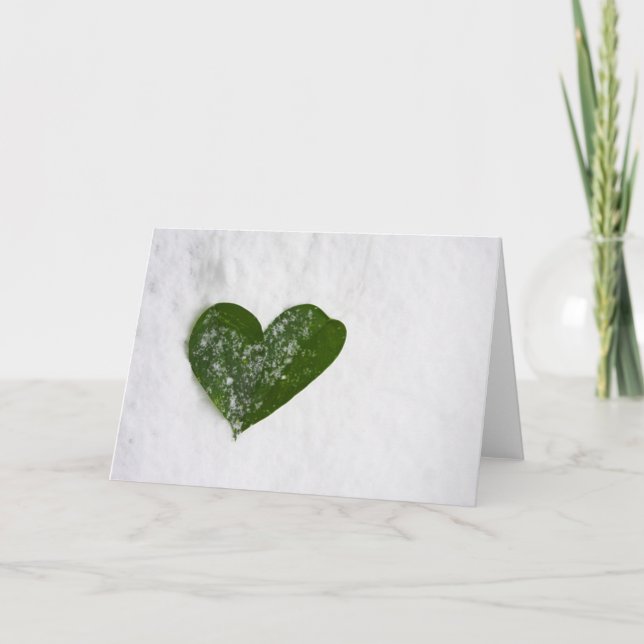 Nature's Winter Snow Romantic Heart of Love Card (Front)