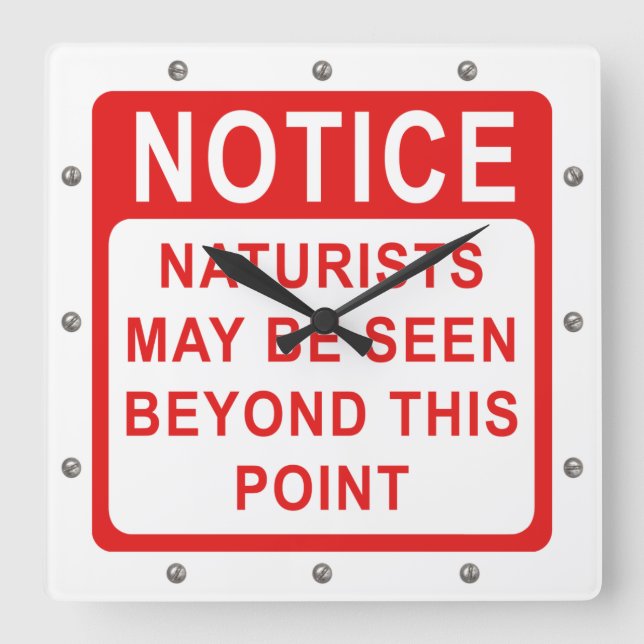 Naturist Beach/Naturist Camp Sign Square Wall Clock (Front)