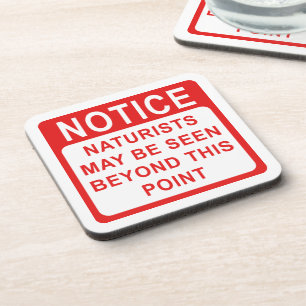 Naturist Camp/Beach Sign Coaster