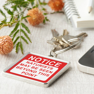 Naturist Camp/Beach Sign Key Ring