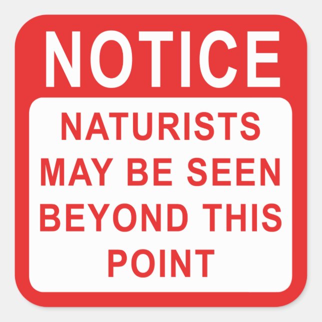Naturist Camp/Beach Sign Square Sticker (Front)