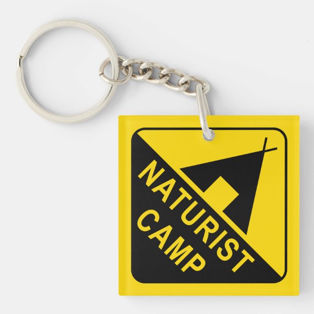 Naturist Camp, Yellow Diamond Sign Key Ring (Front)
